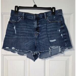 Aerie Denim Shorts Jeans Womens Medium Comfort Elastic Back Distressed Med Wash‎